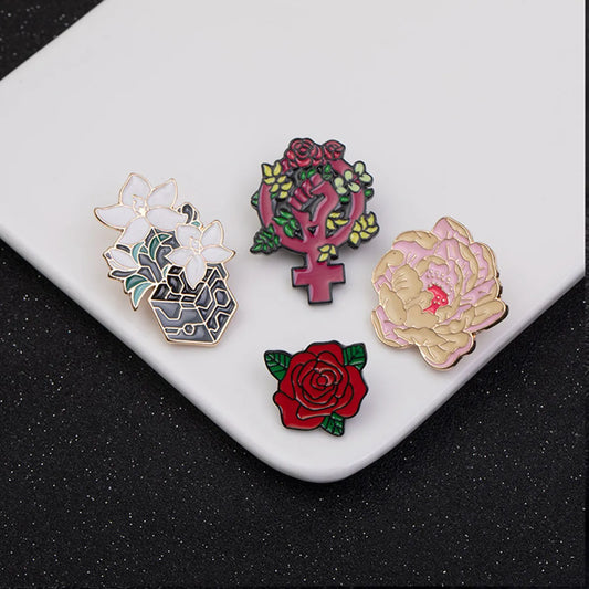 Fashion Rose Alloy Enamel Unisex Brooches