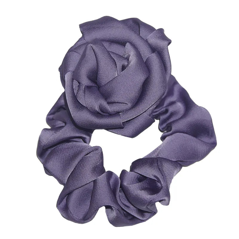 Fashion Rose Solid Color Cloth Hair Tie