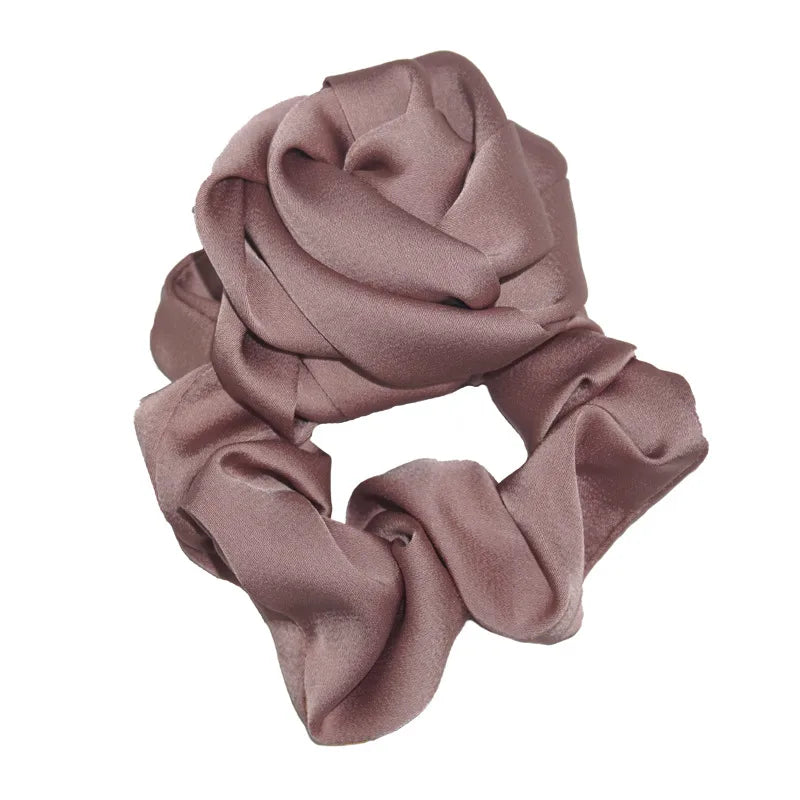 Fashion Rose Solid Color Cloth Hair Tie