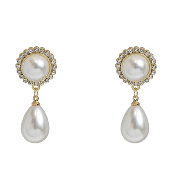 Fashion Round Alloy Asymmetrical Pearl Plating Women'S Drop Earrings 1 Pair