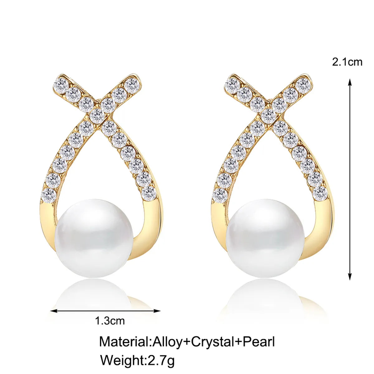 1 Pair Fashion Round Inlay Alloy Artificial Pearls Artificial Diamond Ear Studs