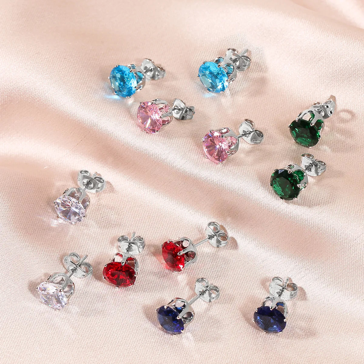 Fashion Round Alloy Inlay Zircon Women's Ear Studs 1 Set