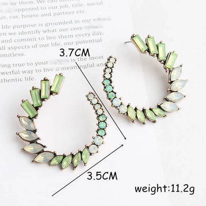 Fashion Round Alloy Plating Rhinestones Women's Hoop Earrings 1 Pair