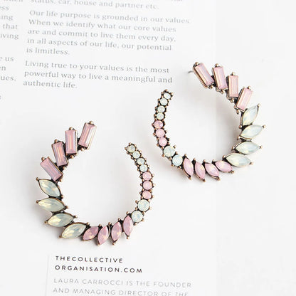 Fashion Round Alloy Plating Rhinestones Women's Hoop Earrings 1 Pair