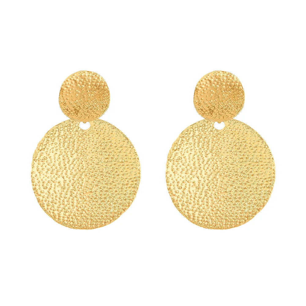 Fashion Round Alloy Plating Women'S Drop Earrings 1 Pair