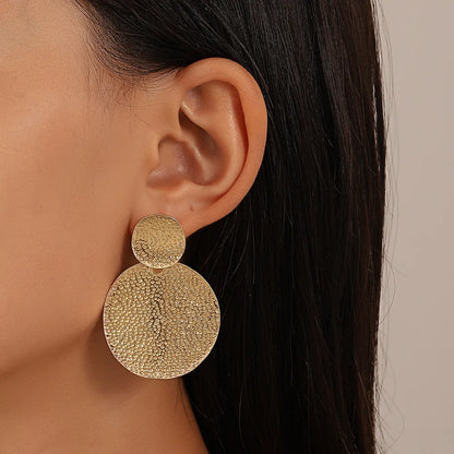 Fashion Round Alloy Plating Women'S Drop Earrings 1 Pair