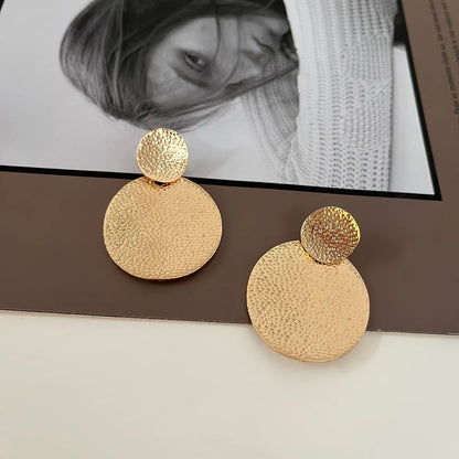 Fashion Round Alloy Plating Women'S Drop Earrings 1 Pair