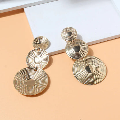 Fashion Round Alloy Plating Women's Drop Earrings 1 Piece