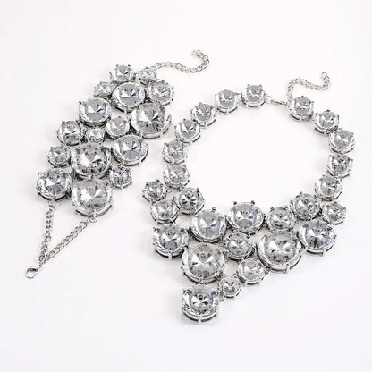 Fashion Round Alloy Rhinestone Women'S Bracelets Necklace