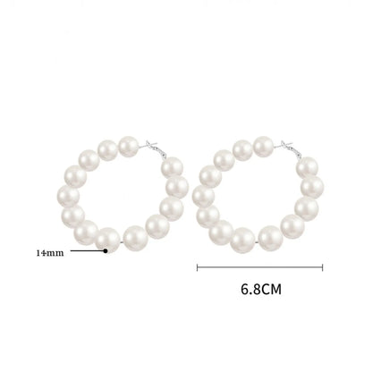 Fashion Round Artificial Pearl Imitation Pearl Women'S Ear Studs 1 Pair