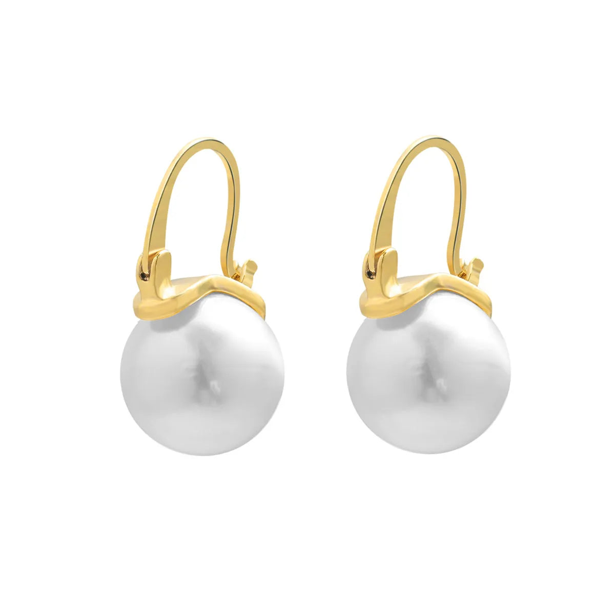 Fashion Round Artificial Pearl Stoving Varnish Women'S Hoop Earrings 1 Pair