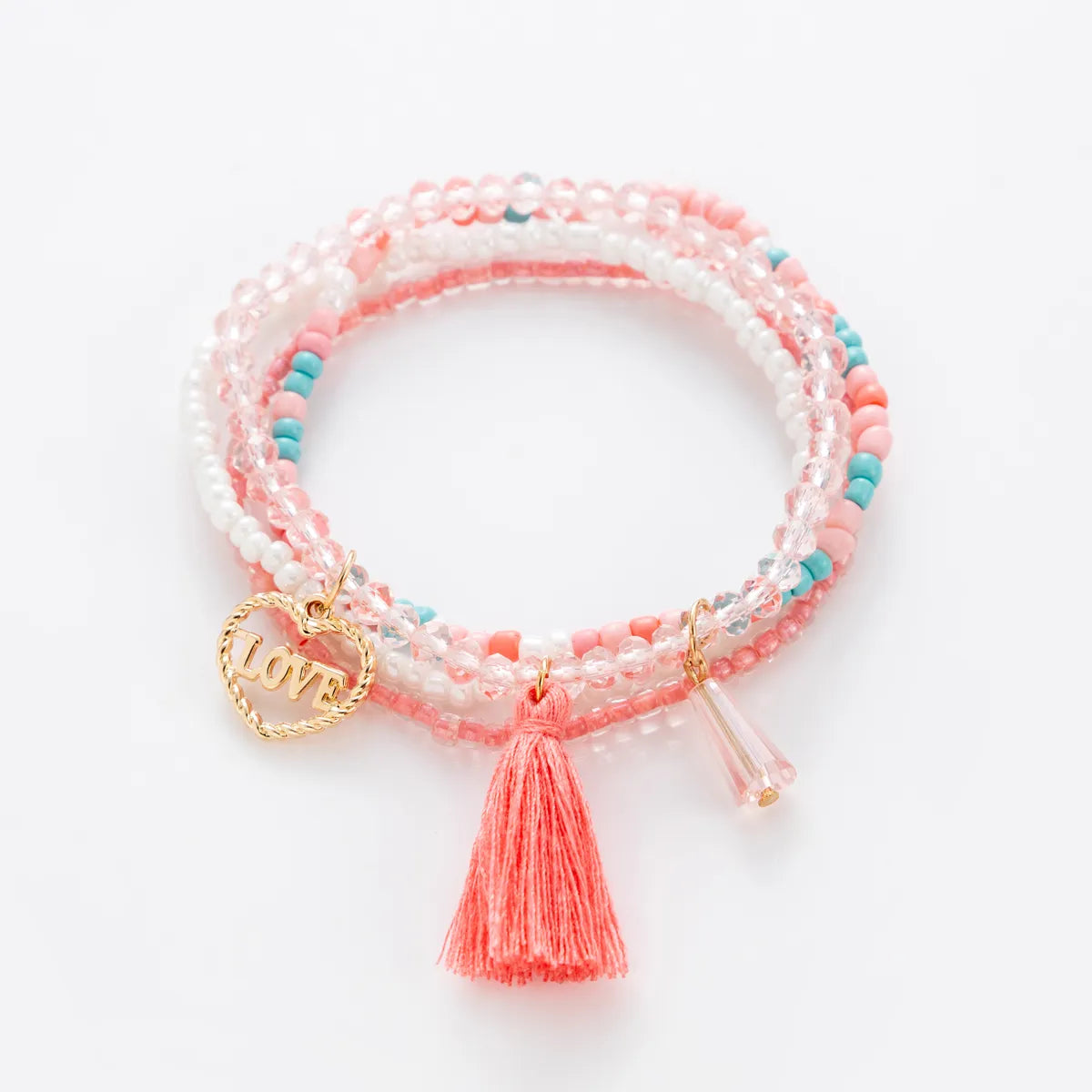 Fashion Round Beaded Artificial Crystal Handmade Tassel Women's Bracelets 1 Piece