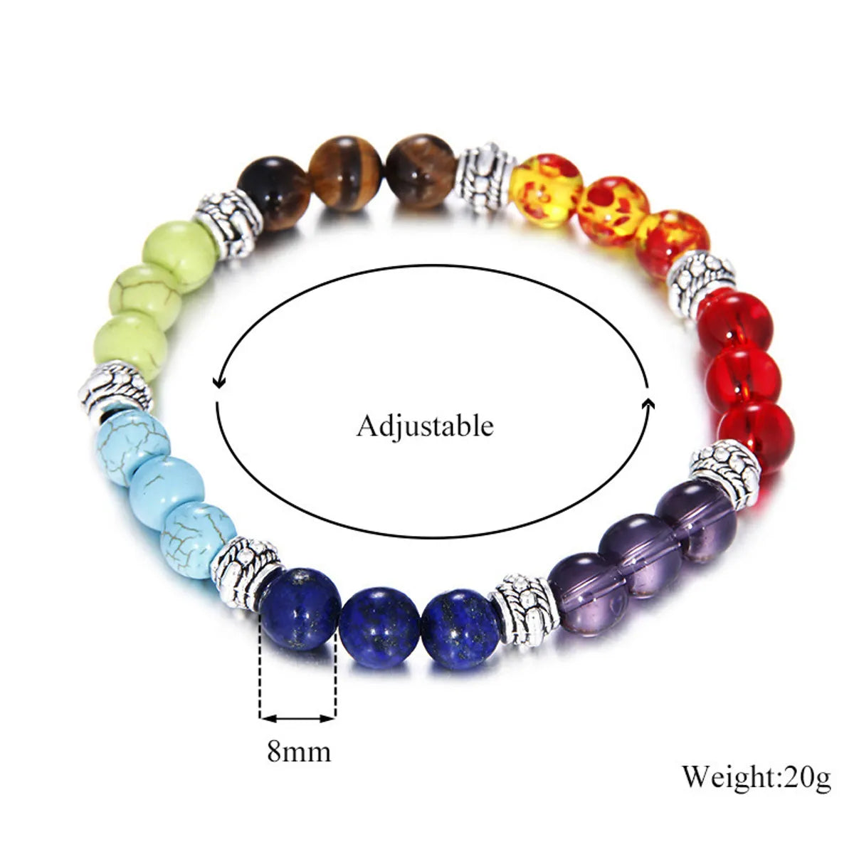 Fashion Round Beaded Unisex Bracelets 1 Piece