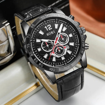 Fashion Round Buckle Quartz Men'S Watches