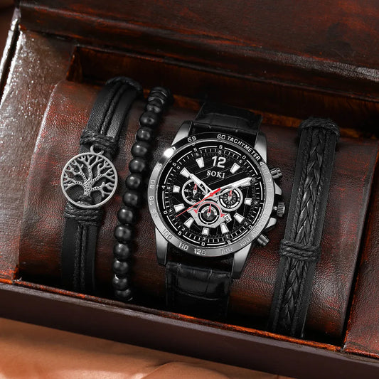 Fashion Round Buckle Quartz Men'S Watches