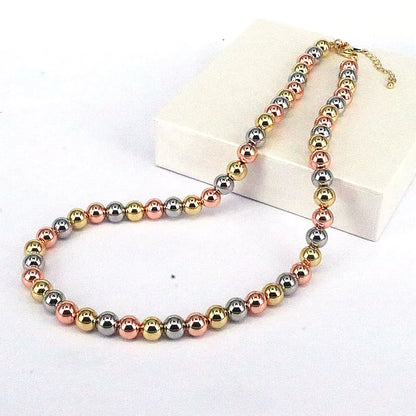 Fashion Round Copper Beaded Plating Gold Plated Women'S Bracelets Necklace