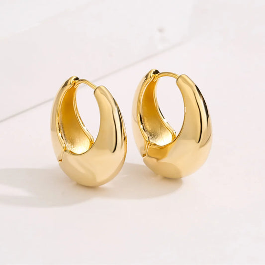 Fashion Round Copper Gold Plated Hoop Earrings 1 Pair