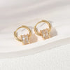 Fashion Round Copper Inlaid Zircon Earrings 1 Pair