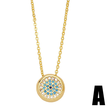 Fashion Round Copper Pendant Necklace Inlay Zircon Copper Necklaces