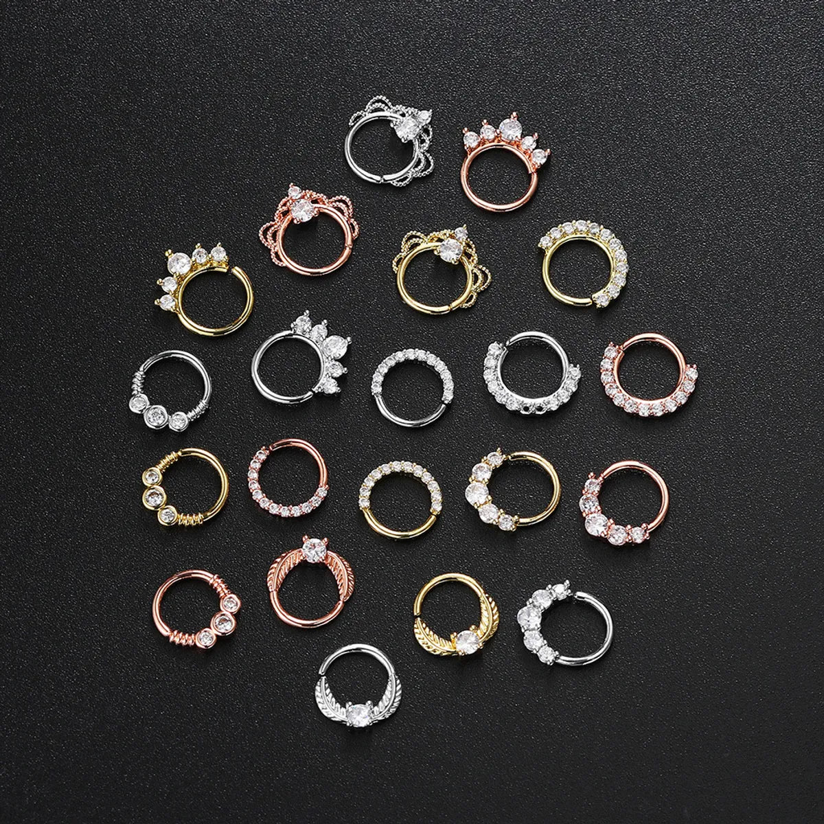 Fashion Round Copper Plating Zircon Nose Ring 1 Piece