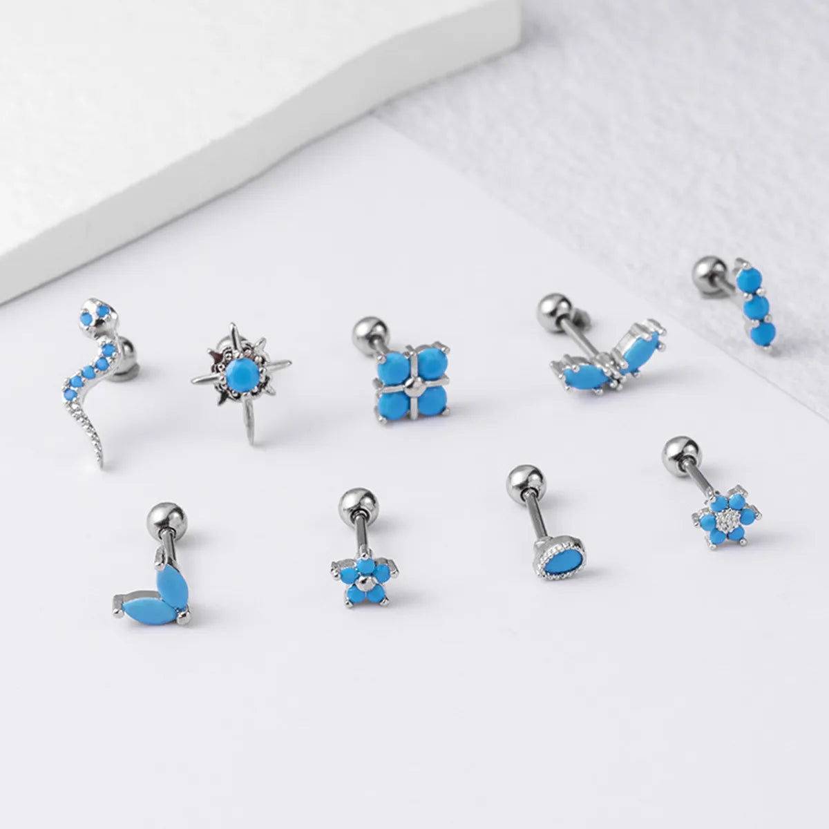 1 Piece Ear Cartilage Rings & Studs Fashion Round Flower Snake 316 Stainless Steel  Copper Plating Inlay Zircon