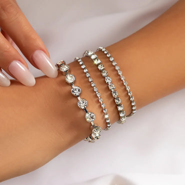 Fashion Round Heart Shape Alloy Iron Copper Plating Inlay Artificial Pearls Rhinestones Women'S Bracelets