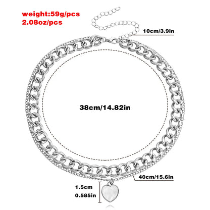 Fashion Round Heart Shape Alloy Plating Shell Women's Layered Necklaces