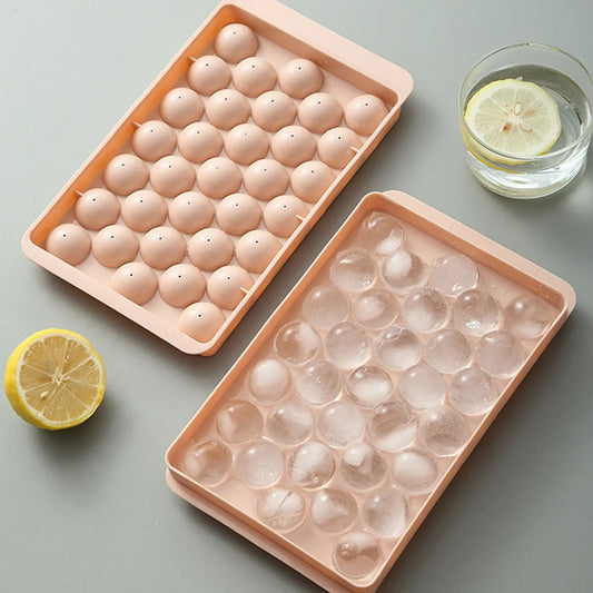 Fashion Round Ice Tray With Lid Plastic Ice Cube Mold