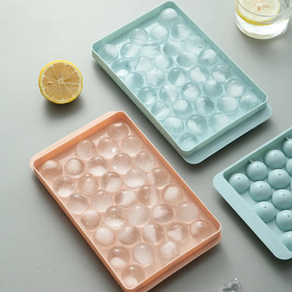 Fashion Round Ice Tray With Lid Plastic Ice Cube Mold