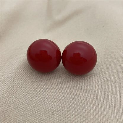 Fashion Round Imitation Pearl Stoving Varnish Inlay Pearl Women's Ear Studs 1 Pair