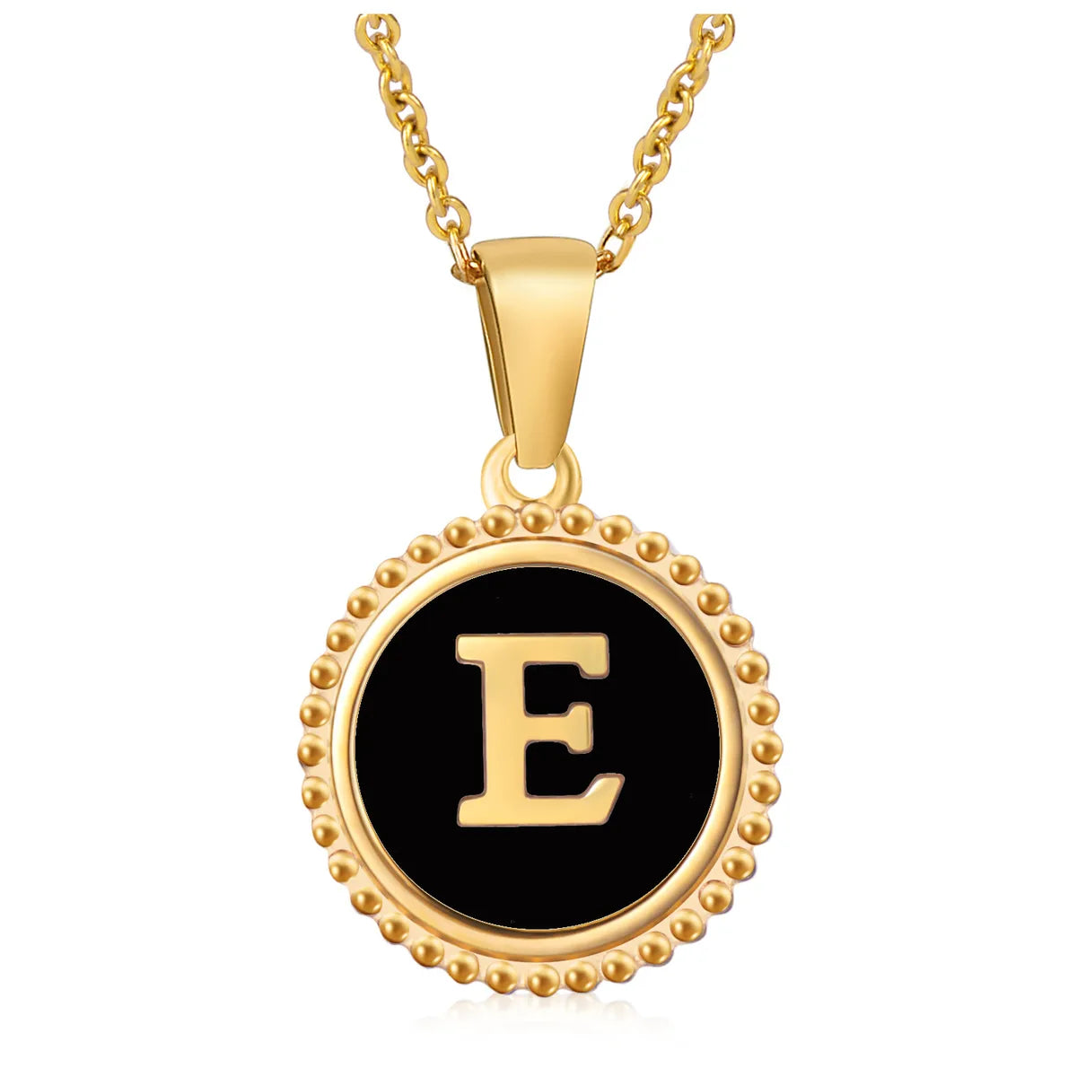 Wholesale Jewelry Fashion Round Letter 304 Stainless Steel 18K Gold Plated Enamel Gold Plated Pendant Necklace