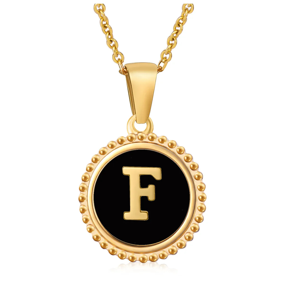 Wholesale Jewelry Fashion Round Letter 304 Stainless Steel 18K Gold Plated Enamel Gold Plated Pendant Necklace