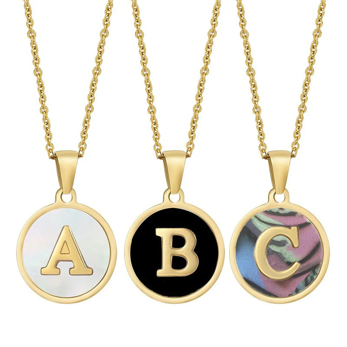 Fashion Round Letter Stainless Steel Plating Necklace