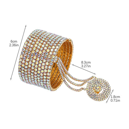 Fashion Round Metal Inlay Rhinestones Women'S Bracelets