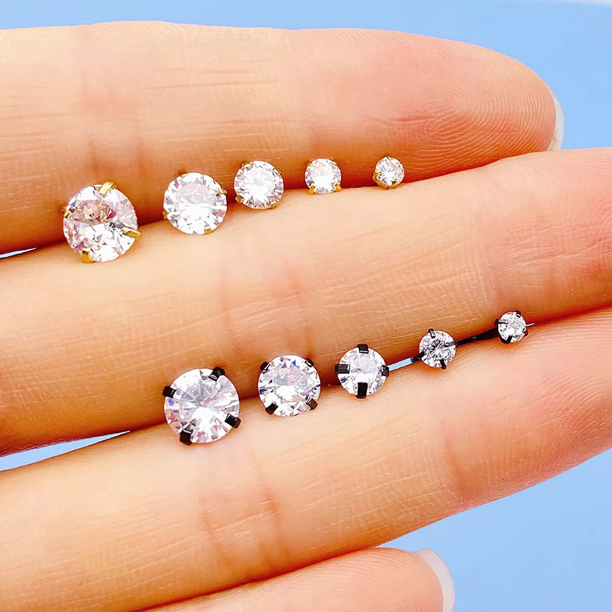 Fashion Round Metal Plating Zircon Women's Ear Studs 1 Piece