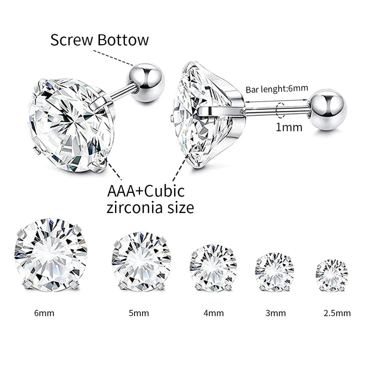 Fashion Round Metal Plating Zircon Women's Ear Studs 1 Piece