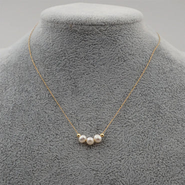 Fashion Round Pearl Titanium Steel Necklace 1 Piece