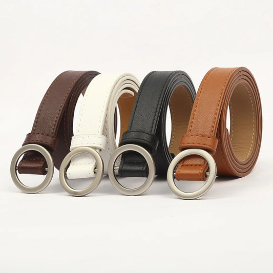 Fashion Round Pu Leather Metal Button Belt