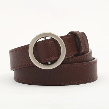 Fashion Round Pu Leather Metal Button Belt