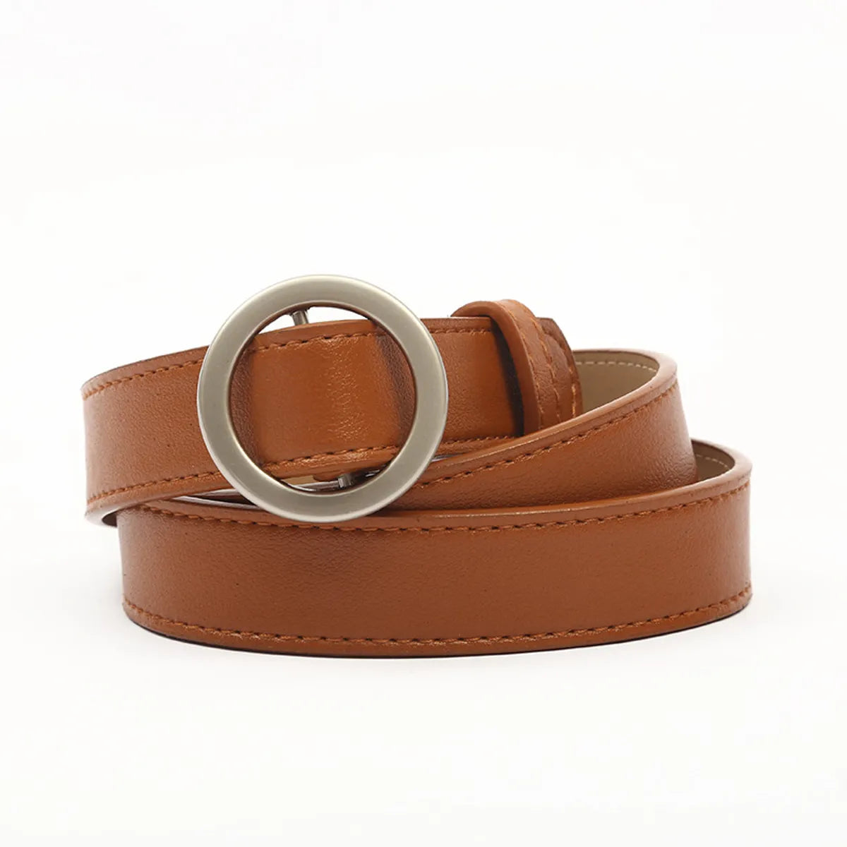 Fashion Round Pu Leather Metal Button Belt