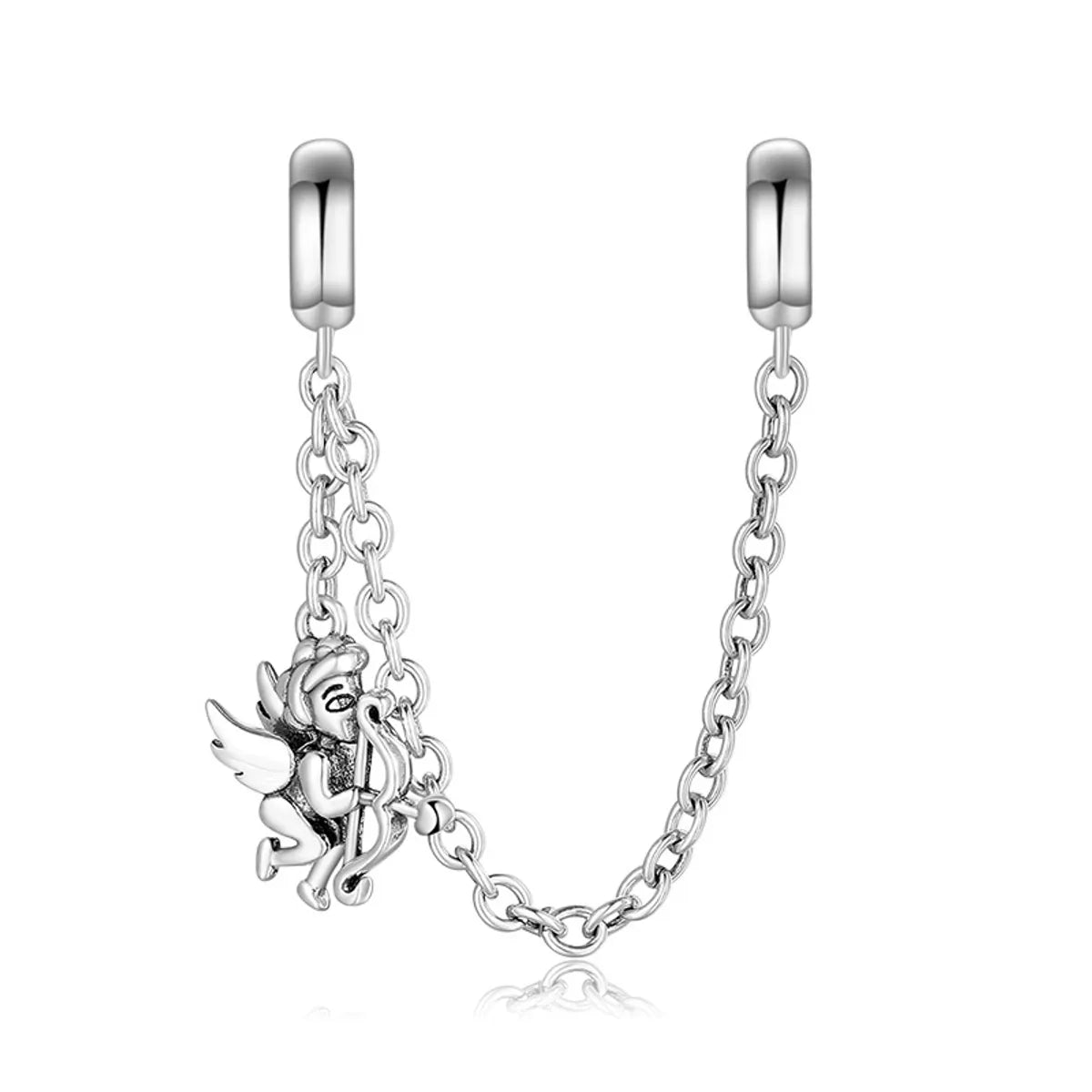 1 Piece Sterling Silver Zircon Heart Shape Flower Snowflake Polished Safety Chain