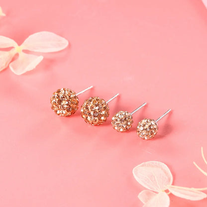 Fashion Round Silver Plated Inlay Zircon Women'S Ear Studs 1 Pair