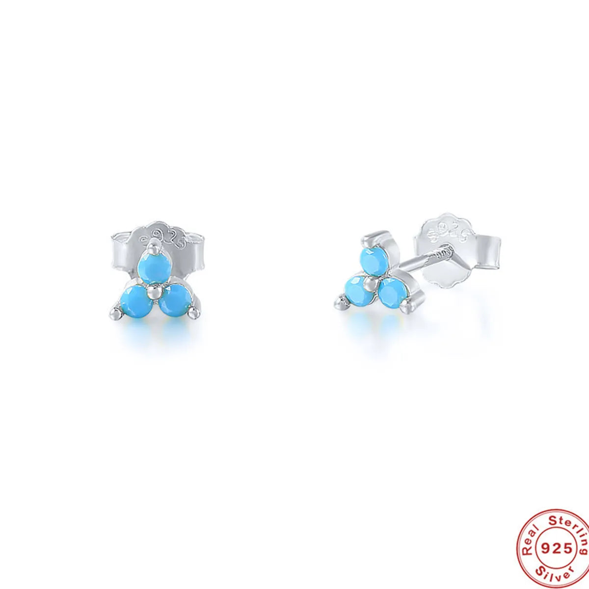 Fashion Round Silver Plating Inlay Zircon Ear Studs 1 Pair