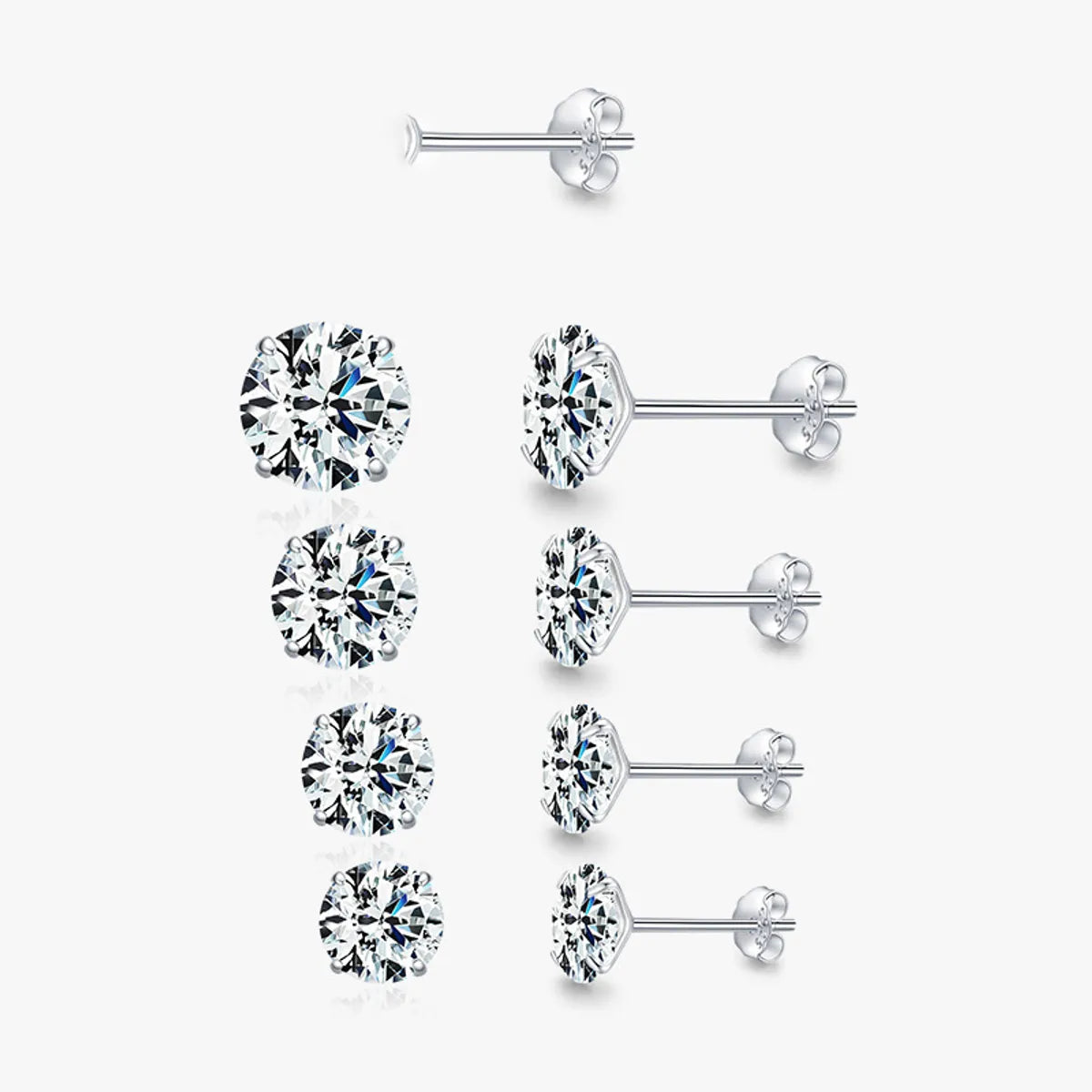 Fashion Round Silver Plating Inlay Zircon Ear Studs 1 Pair