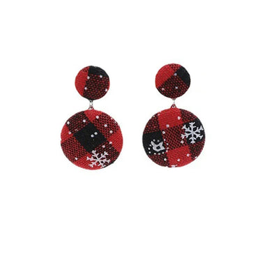 Fashion Round Snowflake Cloth Women'S Earrings 1 Pair