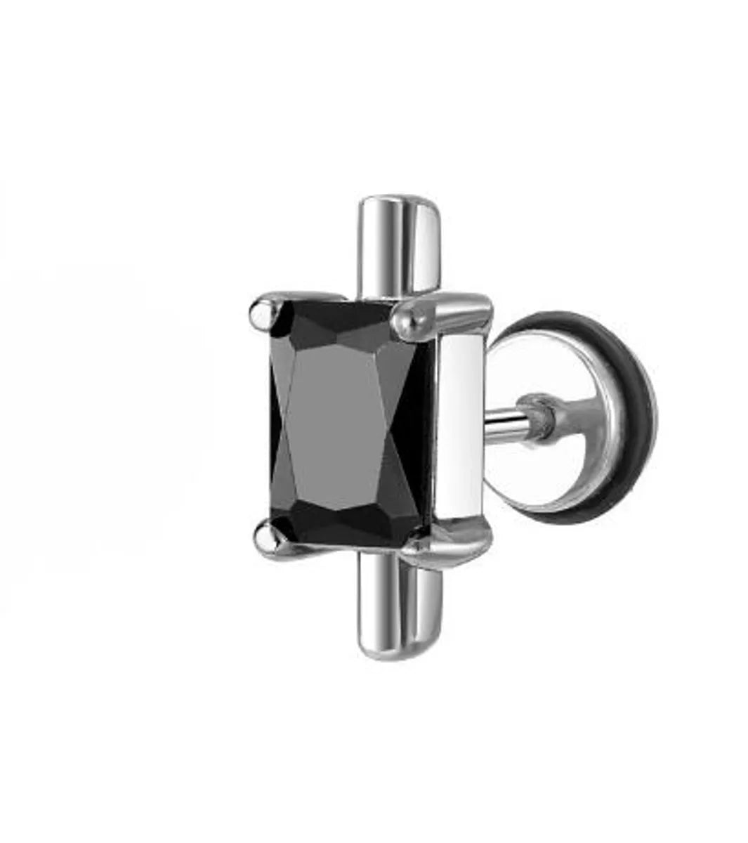 Fashion Round Square Stainless Steel Plating Inlay Zircon Ear Studs 1 Piece