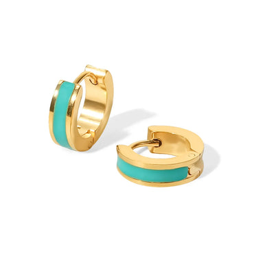 Fashion Round Stainless Steel Earrings Enamel Gold Plated Stainless Steel Earrings