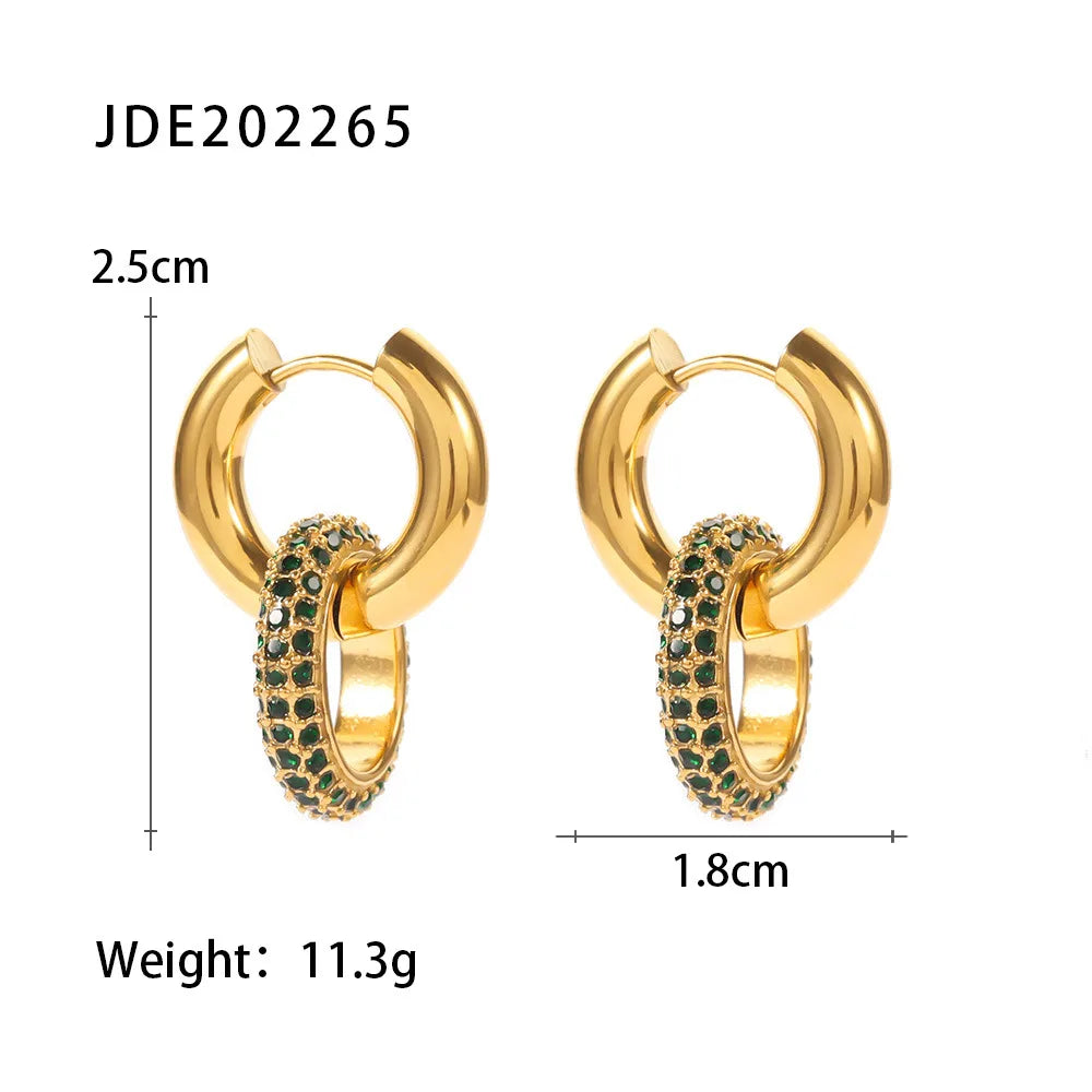 Fashion Round Plating 316 Stainless Steel  Zircon Earrings