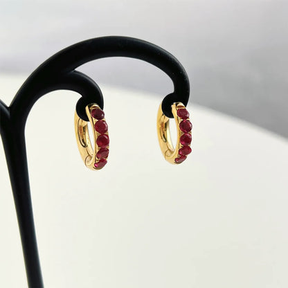 Fashion Round Stainless Steel Earrings Plating Zircon Stainless Steel Earrings