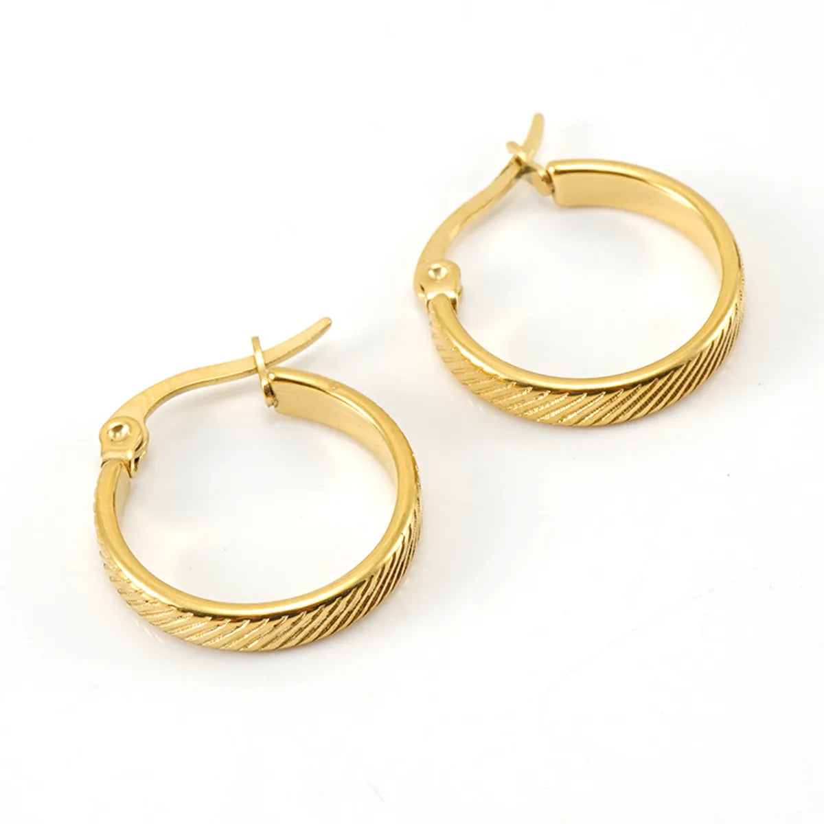 Fashion Round Stainless Steel Hoop Earrings Gold Plated Stainless Steel Earrings